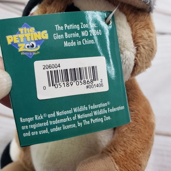 Ranger Rick Raccoon 8" Plush Stuffed Animal Vintage 1994 With Tag Embroidered - Picture 7 of 10